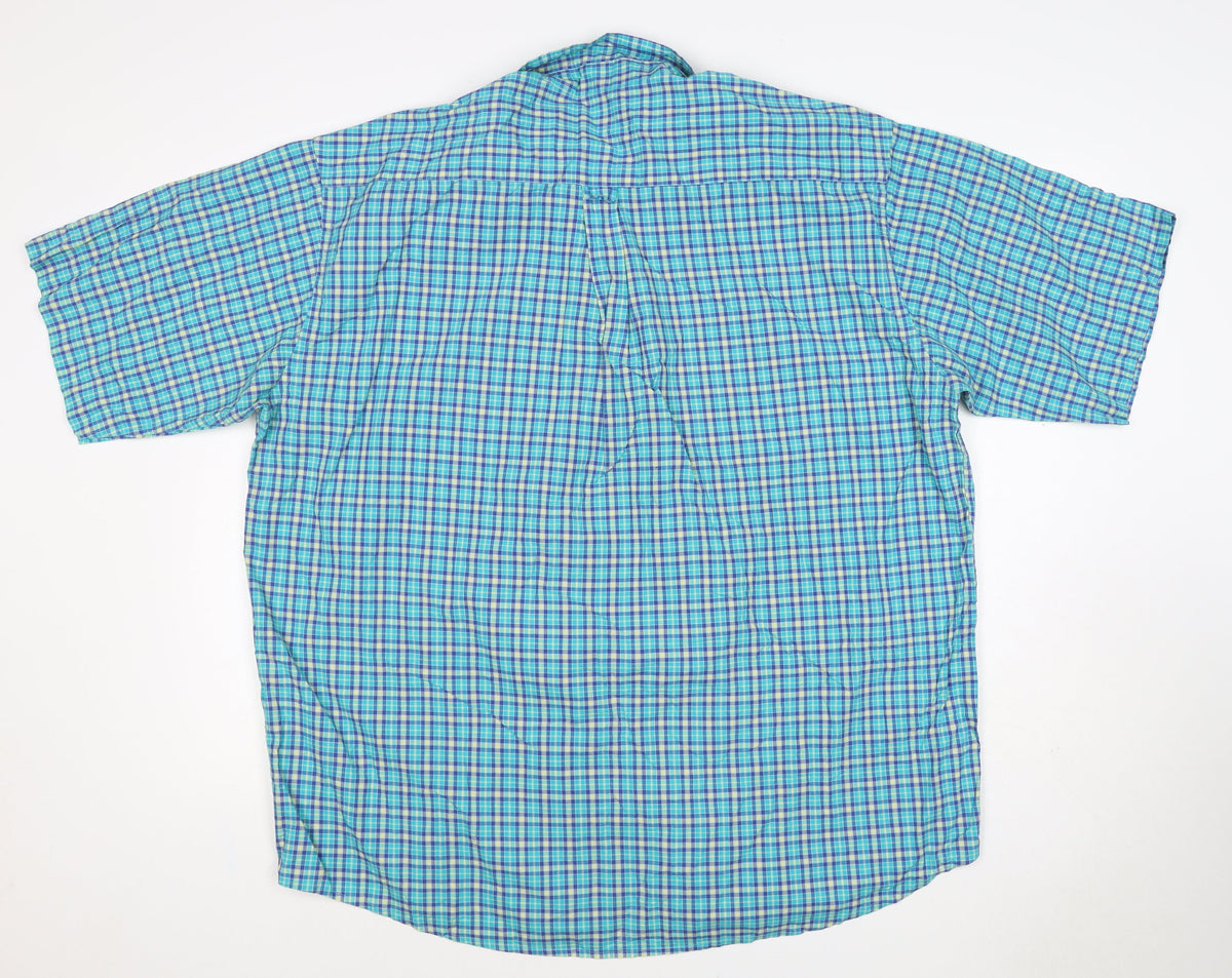 Marks and Spencer Men’s Blue Check XL Non-Iron Short Sleeve Shirt