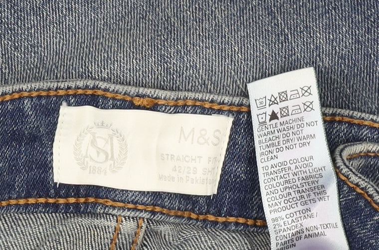 Marks and Spencer Men’s Blue Straight Fit Jeans W34 L29 Stretch Denim