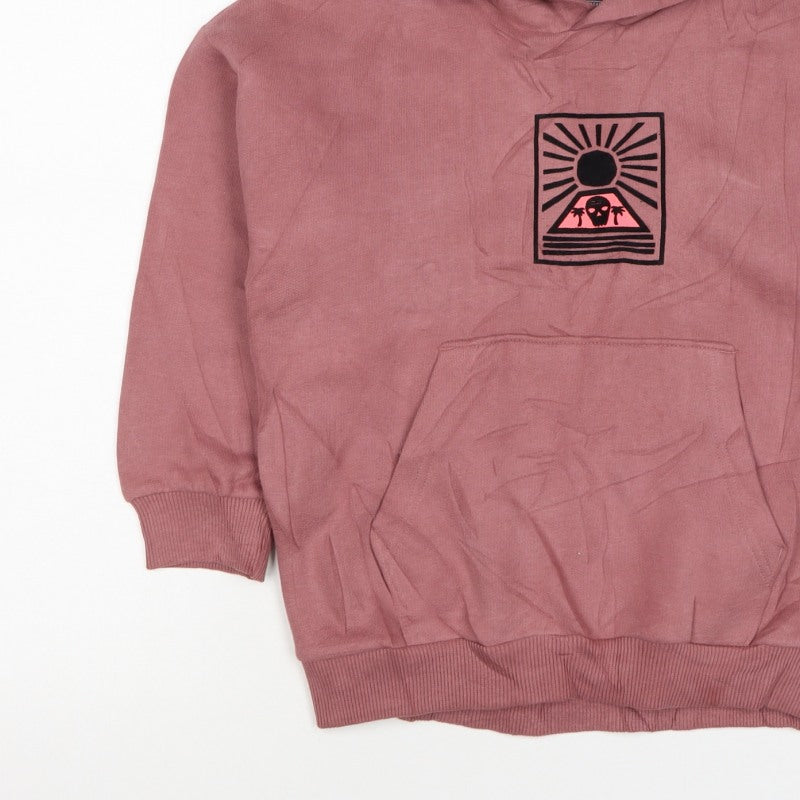 M&S Girls Pink 7-8 Years Pullover Hoodie Graphic Print Pocket