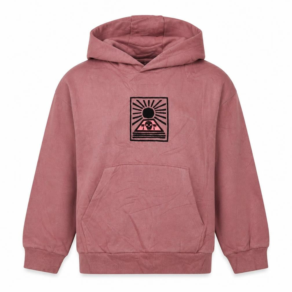 M&S Girls Pink 7-8 Years Pullover Hoodie Graphic Print Pocket