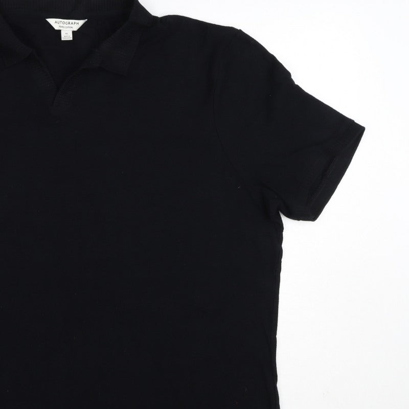Autograph Men’s Black XL Pure Cotton Short Sleeve Polo Shirt