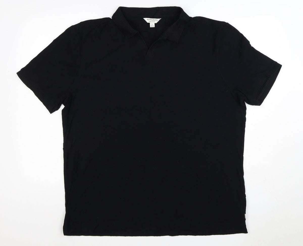 Autograph Men’s Black XL Pure Cotton Short Sleeve Polo Shirt