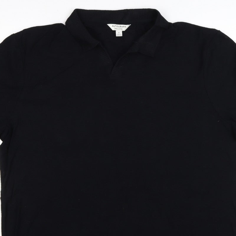 Autograph Men’s Black XL Pure Cotton Short Sleeve Polo Shirt