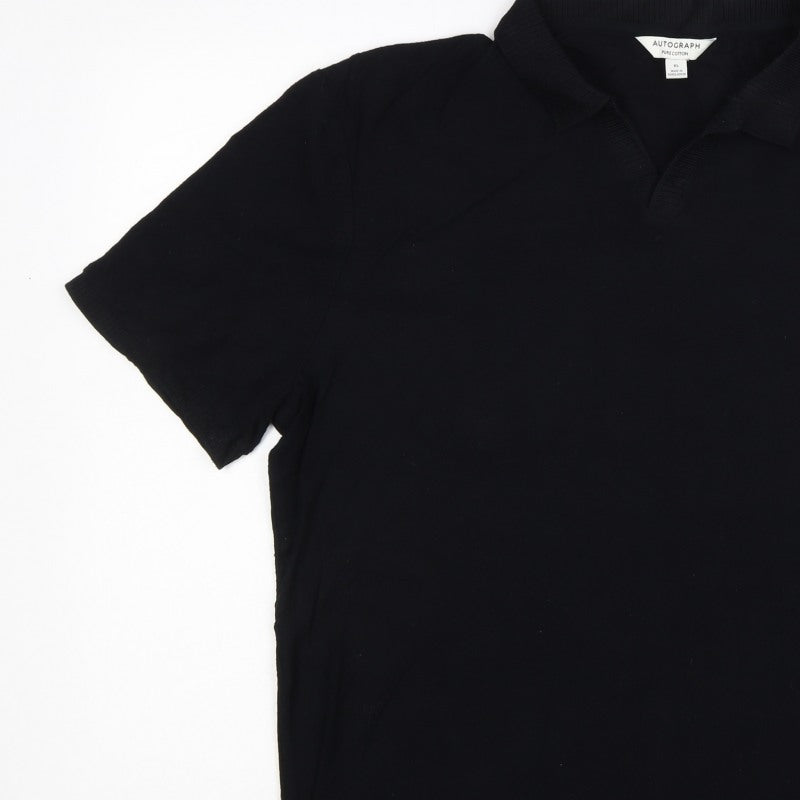 Autograph Men’s Black XL Pure Cotton Short Sleeve Polo Shirt