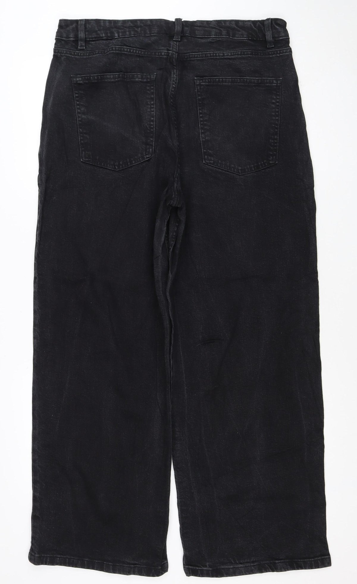 Marks & Spencer Women Black Wide-Leg Jeans UK 18 Regular Stretch
