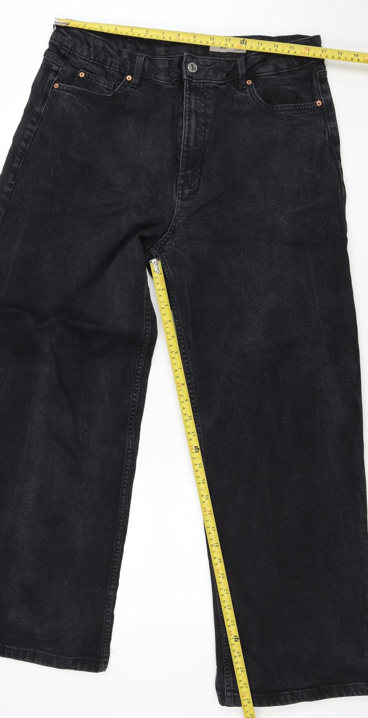 Marks & Spencer Women Black Wide-Leg Jeans UK 18 Regular Stretch