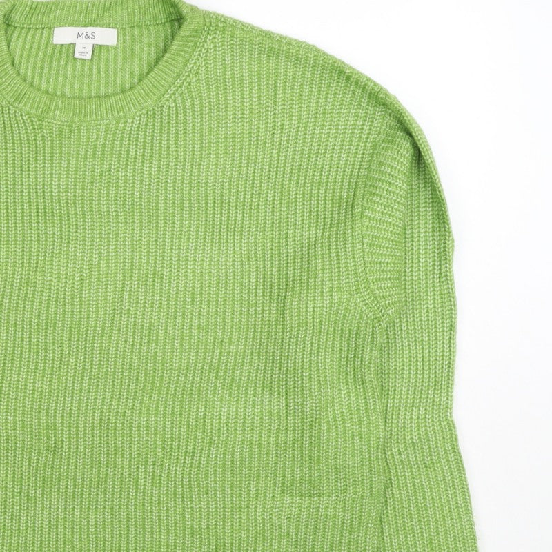 Marks and Spencer Women Green M Crew Neck Chunky Knit Jumper