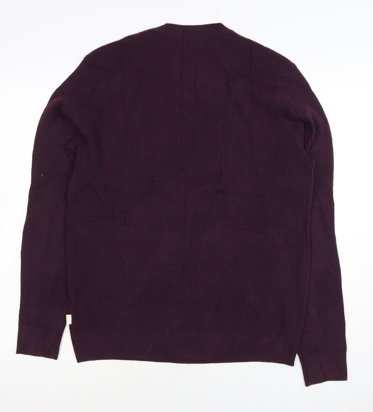Marks and Spencer Men Purple XS Cotton Blend Tight Knit Crew Jumper
