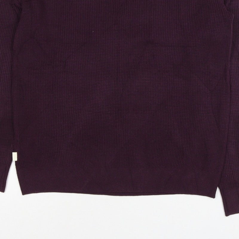Marks and Spencer Men Purple XS Cotton Blend Tight Knit Crew Jumper