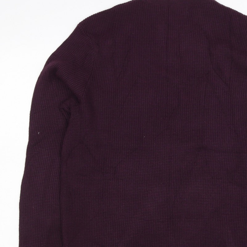 Marks and Spencer Men Purple XS Cotton Blend Tight Knit Crew Jumper