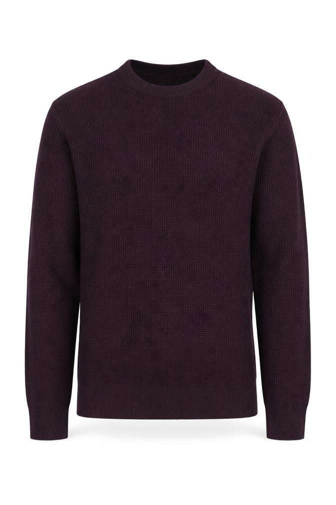 Marks and Spencer Men Purple XS Cotton Blend Tight Knit Crew Jumper
