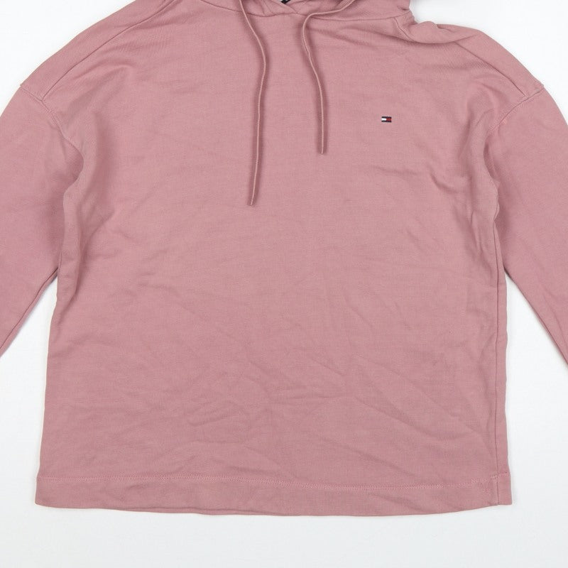Tommy Hilfiger Women’s Pink S Pullover Hoodie Logo Drawstring