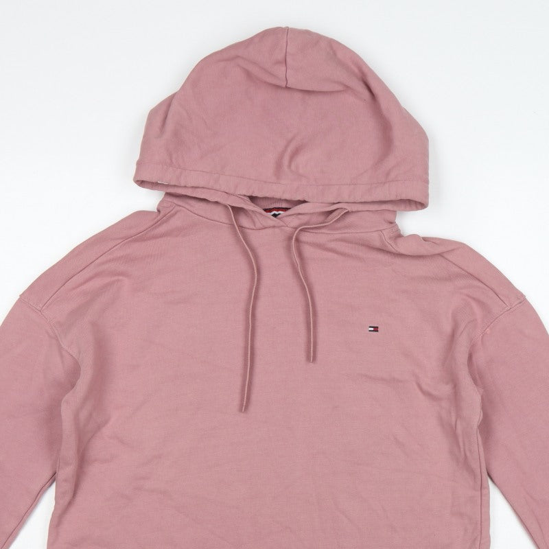 Tommy Hilfiger Women’s Pink S Pullover Hoodie Logo Drawstring