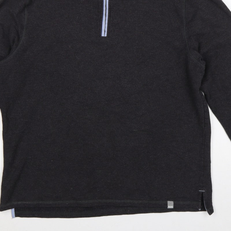 BAM Women's Black XL Bamboo 1/4 Zip Fleece Sweatshirt High Neck