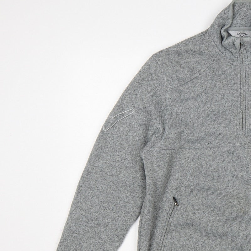 Callaway Men’s Grey S Pullover 1/4 Zip Fleece Golf Sweatshirt Logo