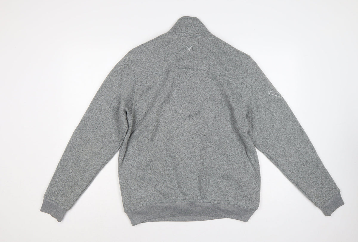 Callaway Men’s Grey S Pullover 1/4 Zip Fleece Golf Sweatshirt Logo