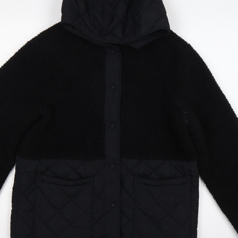 M&S Women’s Black UK 10 Hooded Quilted Fleece Puffer Jacket