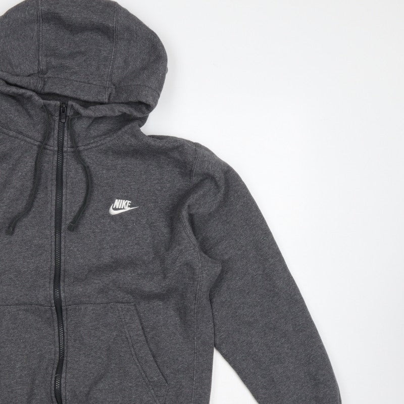 Nike Men’s Grey Small Full Zip Hooded Fleece Sweatshirt Logo