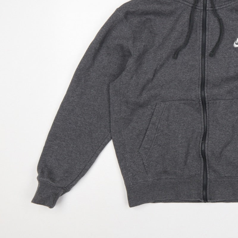 Nike Men’s Grey Small Full Zip Hooded Fleece Sweatshirt Logo