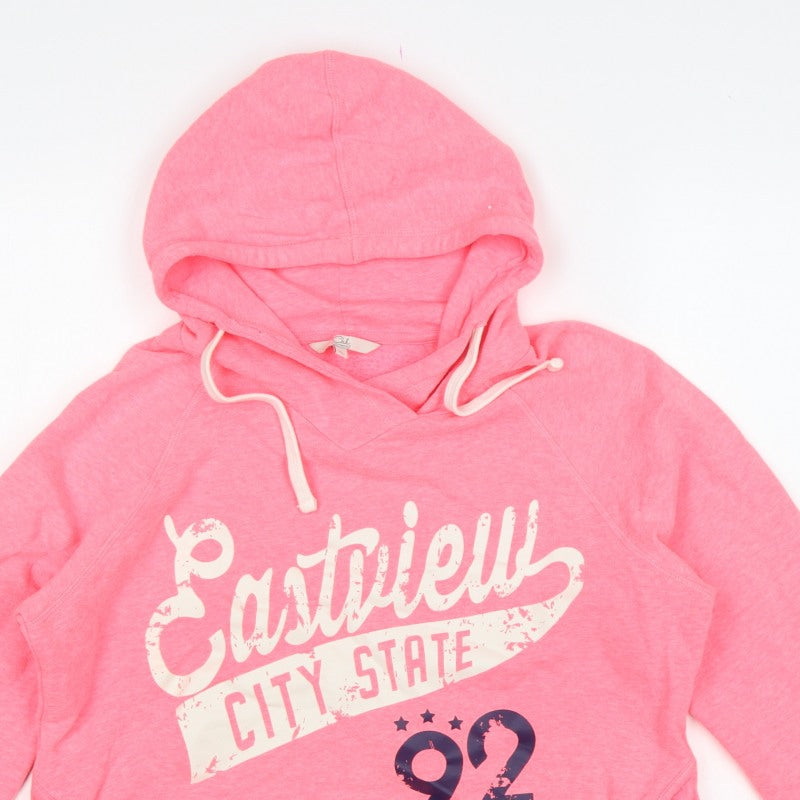 Clockhouse Women Pink XL Pullover Hoodie Graphic Print Pockets