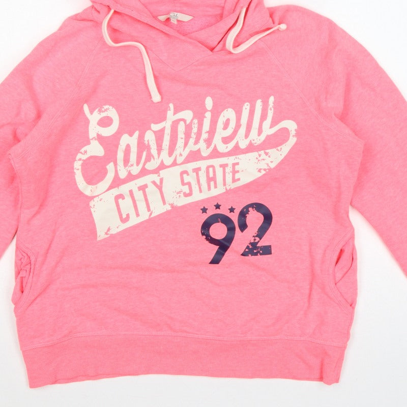 Clockhouse Women Pink XL Pullover Hoodie Graphic Print Pockets