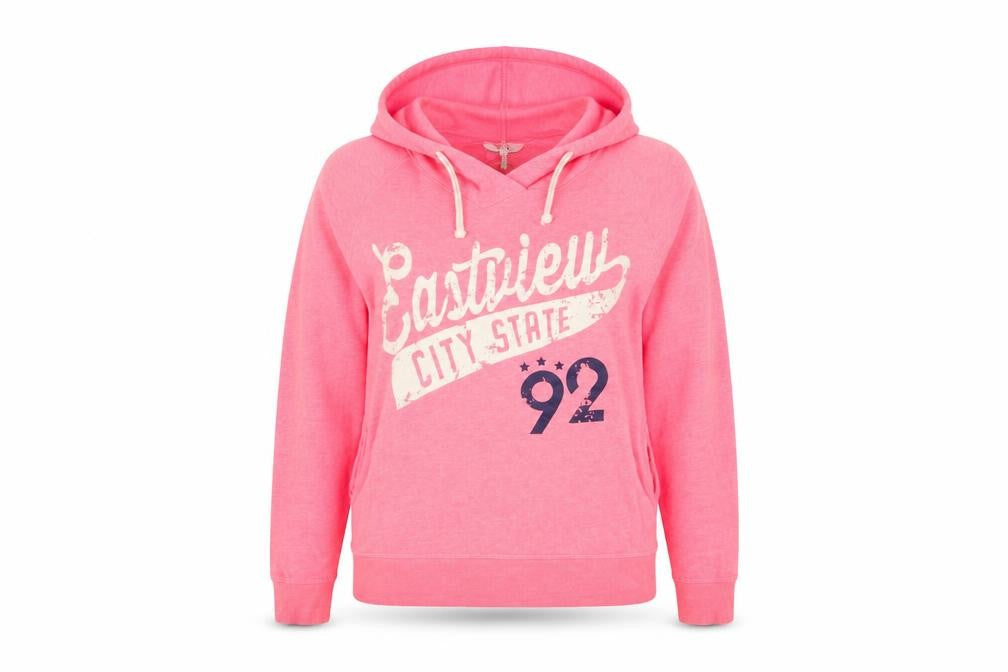 Clockhouse Women Pink XL Pullover Hoodie Graphic Print Pockets