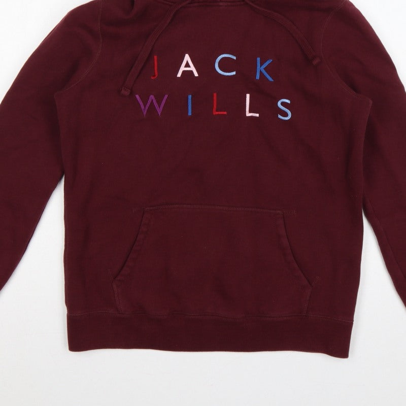 Jack Wills Women’s Red Embroidered Logo Pullover Hoodie UK 10
