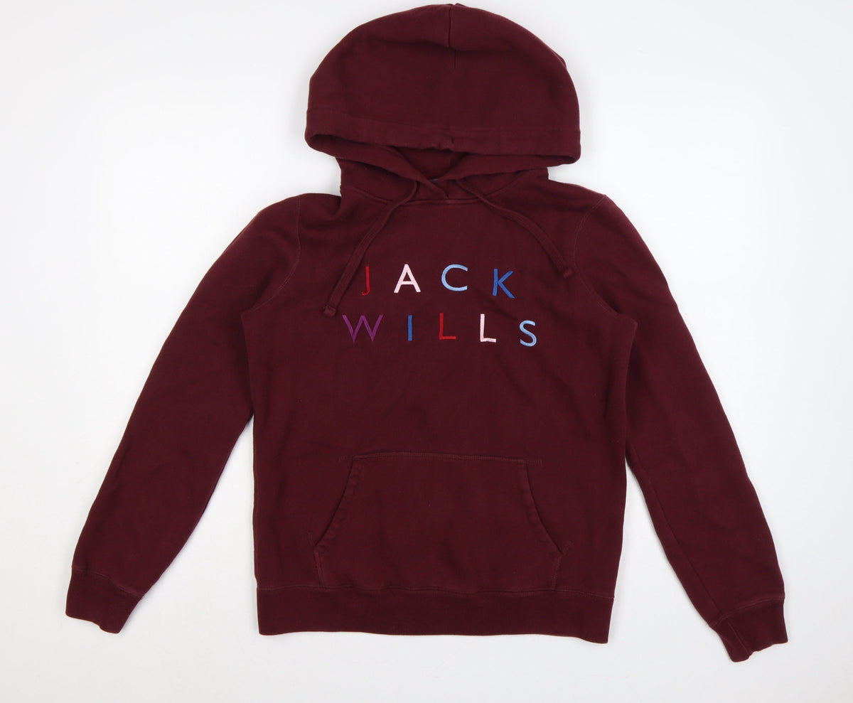 Jack Wills Women’s Red Embroidered Logo Pullover Hoodie UK 10