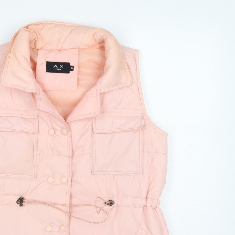 AX Paris Women Pink Size S Puffer Waistcoat Padded Snap Gilet