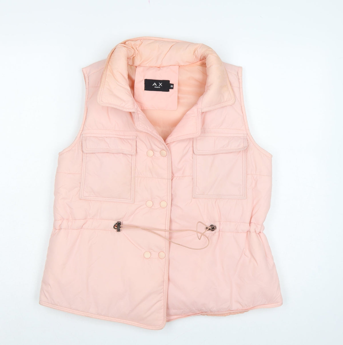 AX Paris Women Pink Size S Puffer Waistcoat Padded Snap Gilet