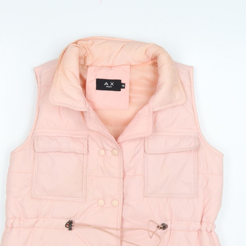 AX Paris Women Pink Size S Puffer Waistcoat Padded Snap Gilet