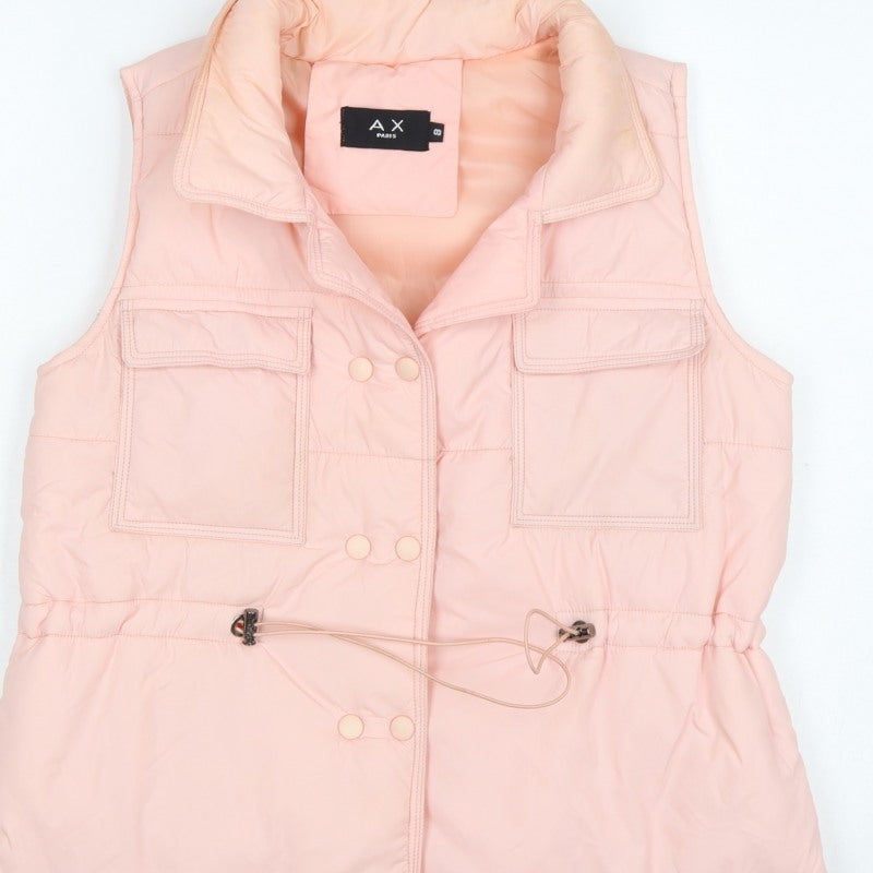 AX Paris Women Pink Size S Puffer Waistcoat Padded Snap Gilet