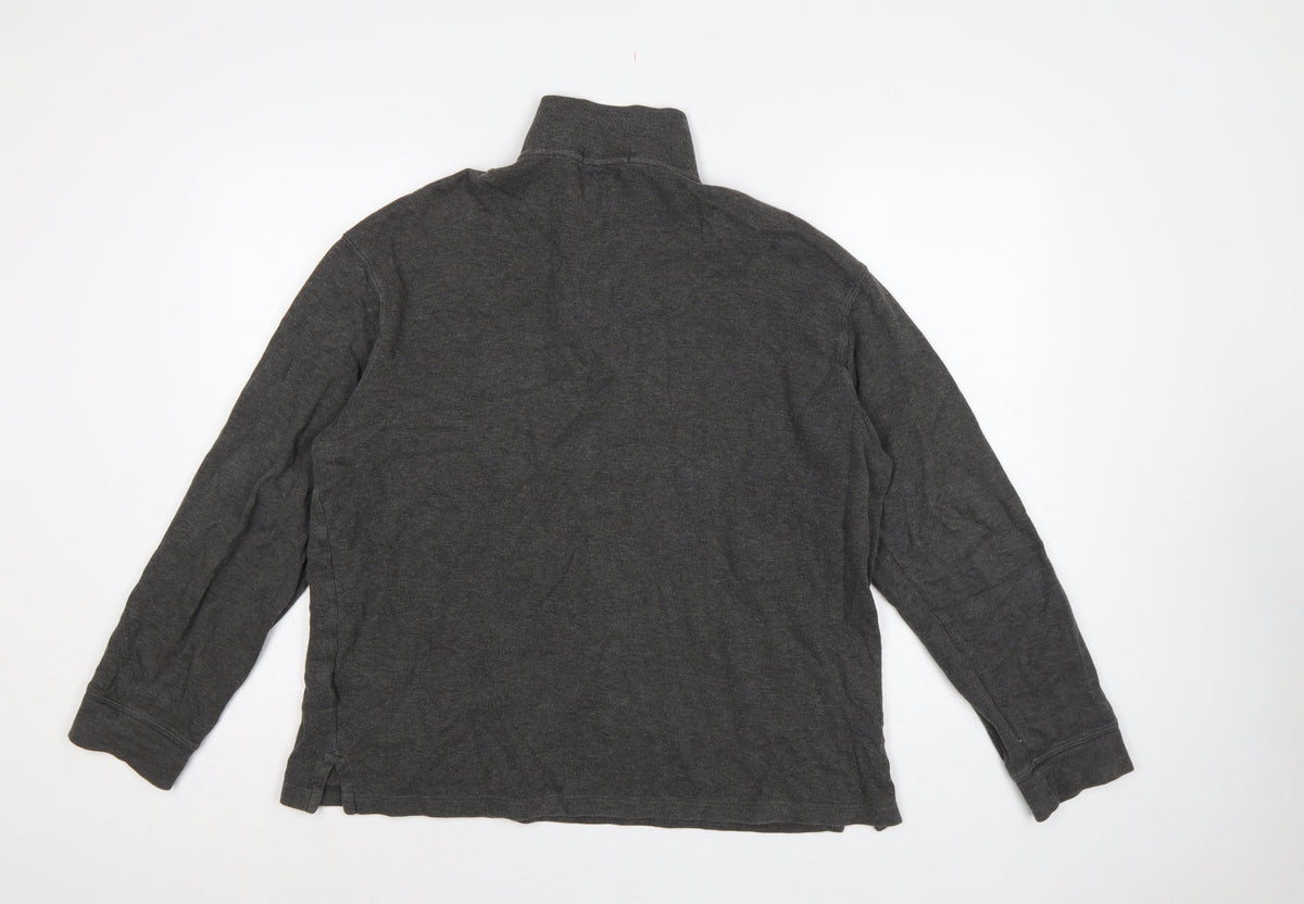 Polo Ralph Lauren Men's Grey L Quarter Zip Estate Rib Cotton Sweatshirt