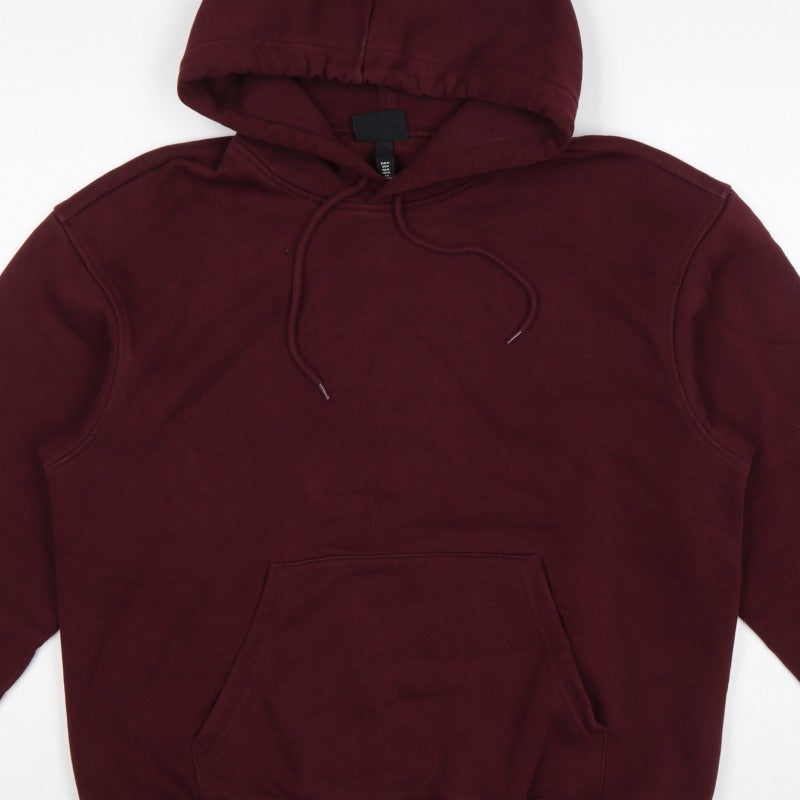 H&M Men Red M Relaxed Fit Pullover Hoodie Kangaroo Pocket