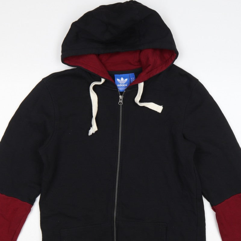 adidas Men’s Black Red S Full Zip Logo Hoodie