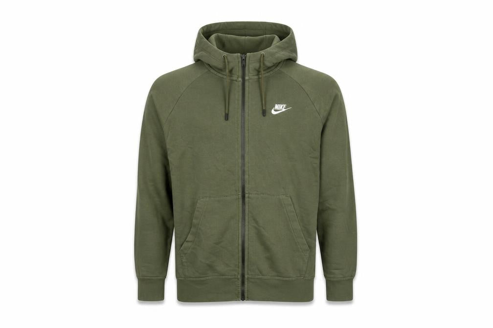 Nike Men Green M Full Zip Hooded Fleece Sweatshirt Logo