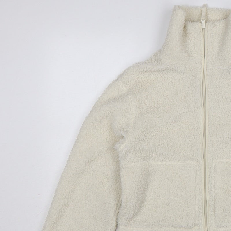 H&M Women Ivory S Teddy Fleece Full Zip Jacket Pockets