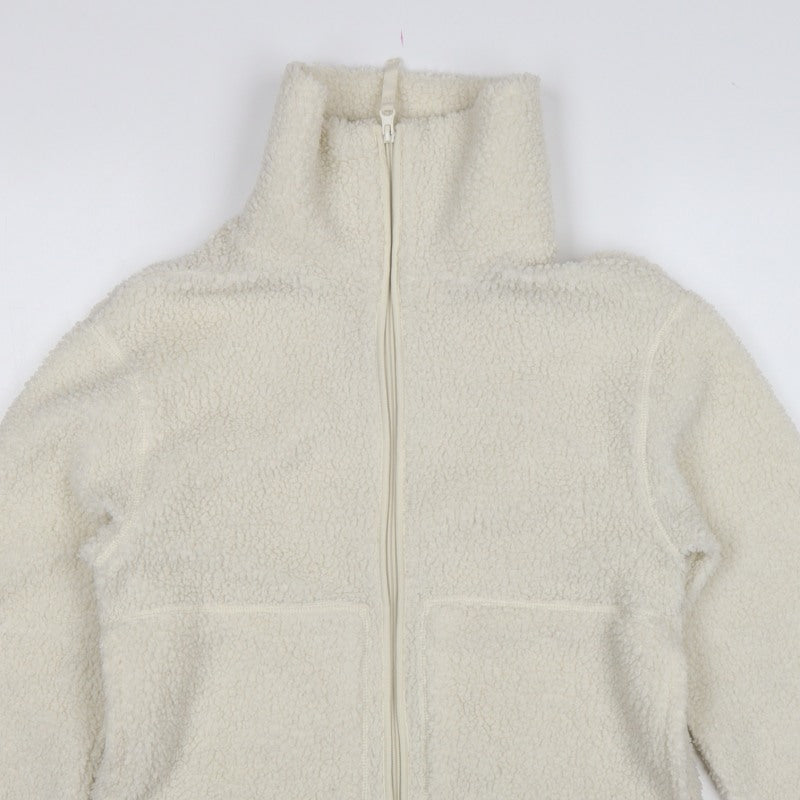 H&M Women Ivory S Teddy Fleece Full Zip Jacket Pockets
