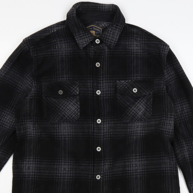 Freedom Foundry Men’s Black Grey Plaid Flannel Button-Up Shirt M