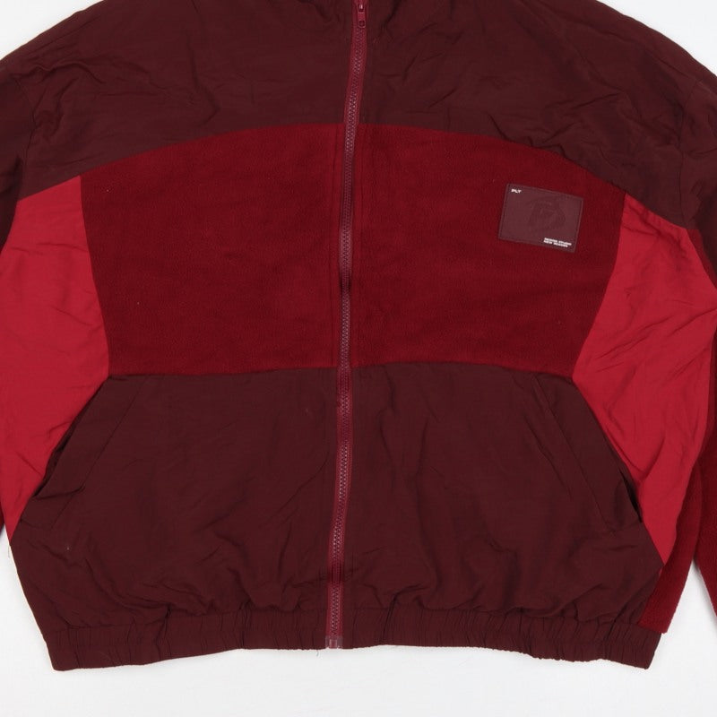 PrettyLittleThing Women Red XL Colour Block Fleece Bomber Jacket