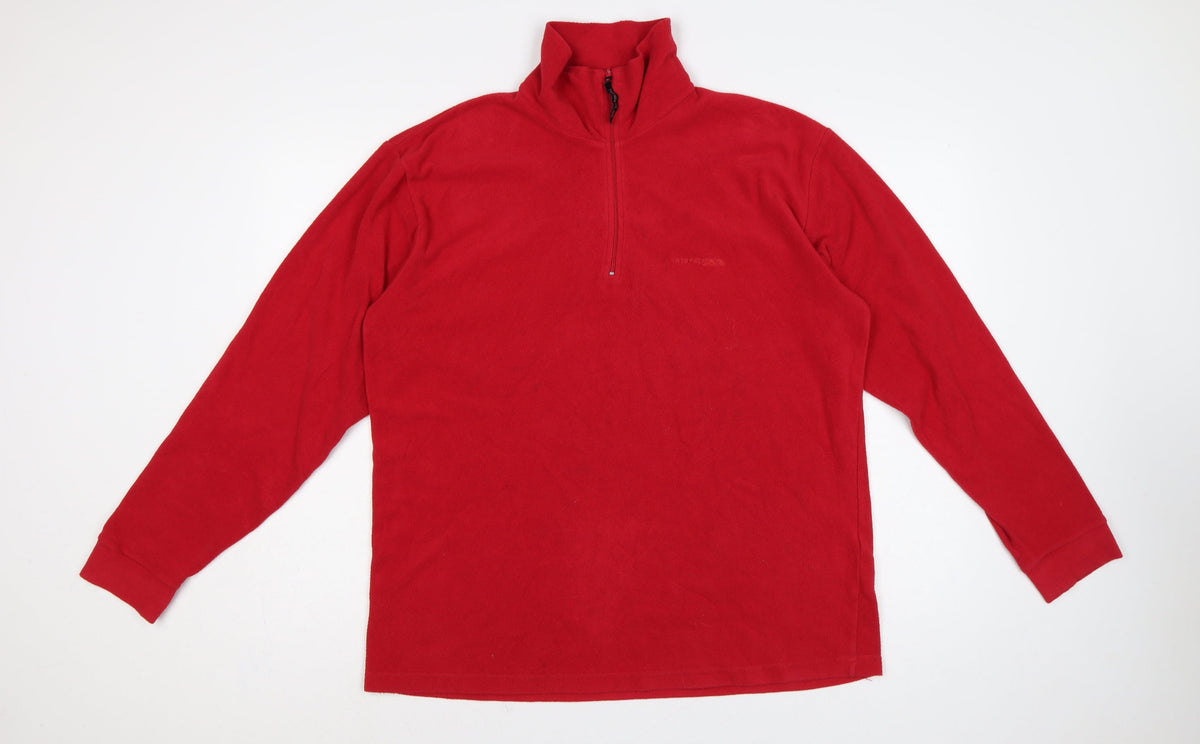 Trespass Men’s Red L 1/4 Zip Fleece Pullover Sweatshirt Hiking