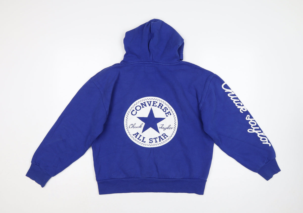 Converse Boys Blue 12-13 Years Pullover Hoodie Logo Graphic Print
