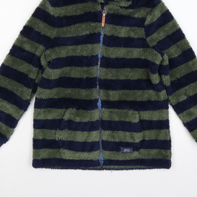 Additional view of Joules boys’ green navy striped hooded fleece jacket age 10 years