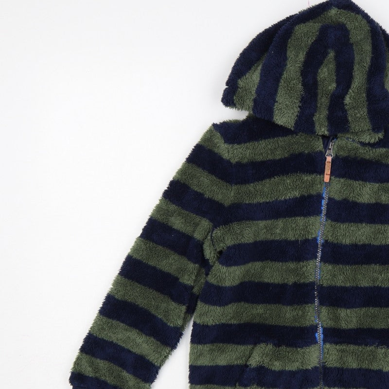 Additional view of Joules boys’ green navy striped hooded fleece jacket age 10 years