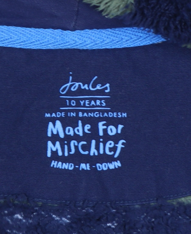 Additional view of Joules boys’ green navy striped hooded fleece jacket age 10 years