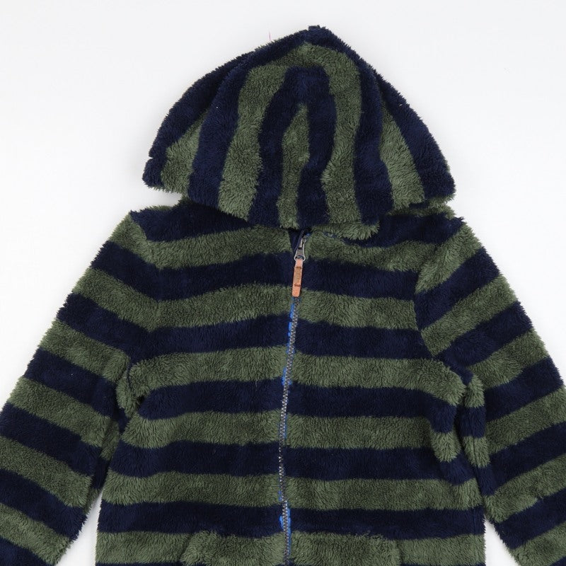 Additional view of Joules boys’ green navy striped hooded fleece jacket age 10 years