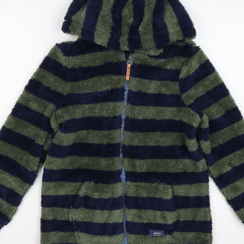 Additional view of Joules boys’ green navy striped hooded fleece jacket age 10 years