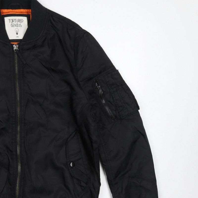 Tortured Genius Men's Black L Nylon Padded Bomber Jacket