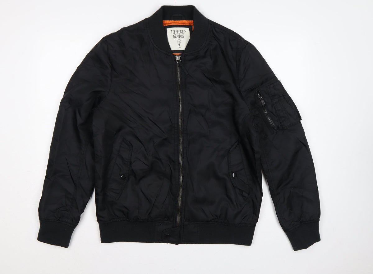 Tortured Genius Men's Black L Nylon Padded Bomber Jacket