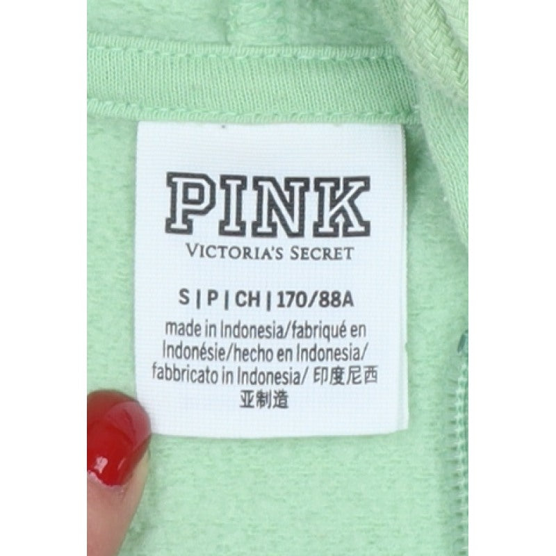 PINK Victoria's Secret Women’s Green S Full Zip Logo Hoodie
